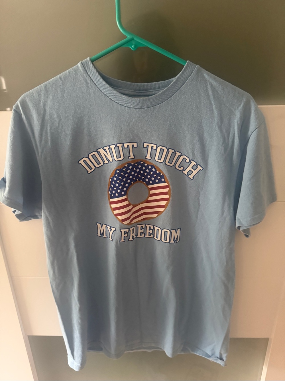 Delta Light Blue Graphic Logo Tee with Red Accent